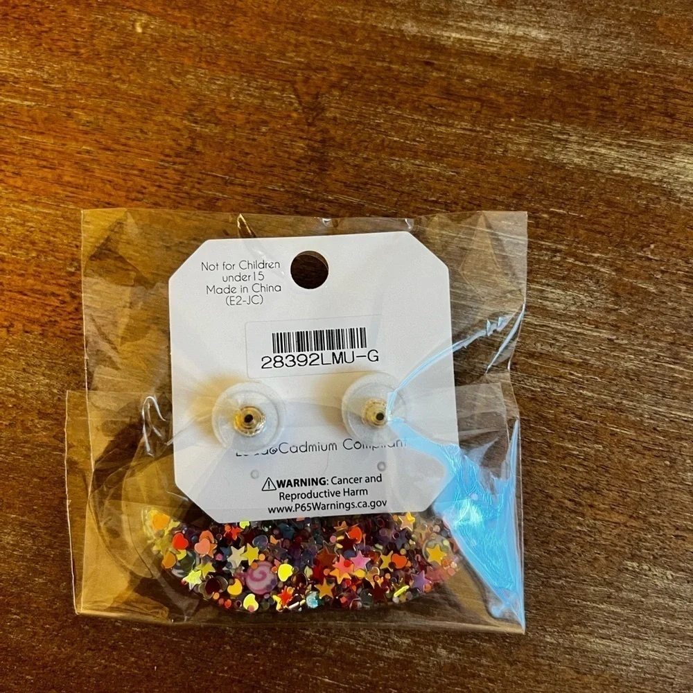 2/$30 - Resin Glitter Cowboy Hat Star Drop Earrings Pink Gold